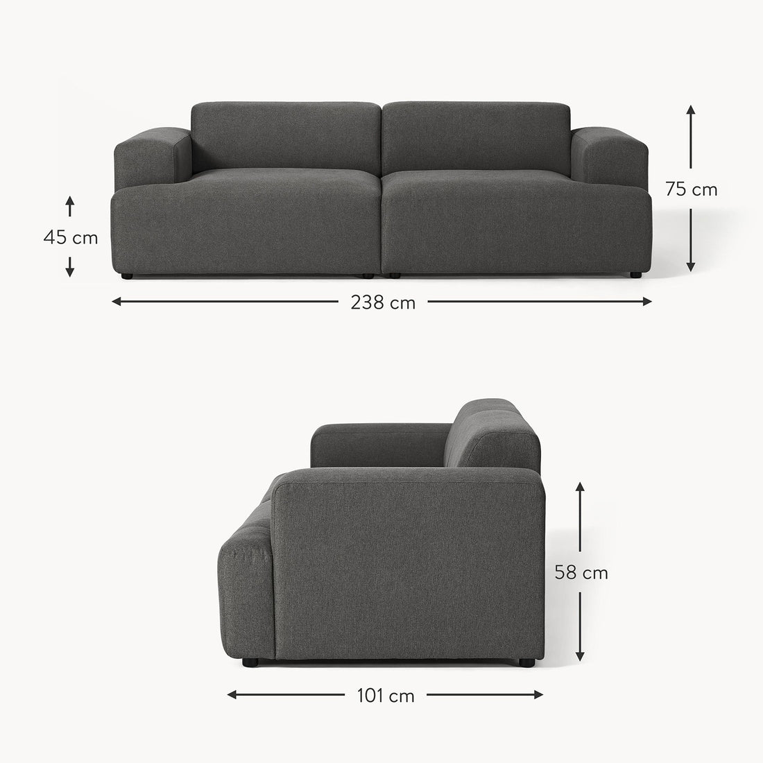 Elba 2 Seater Sofa in Black