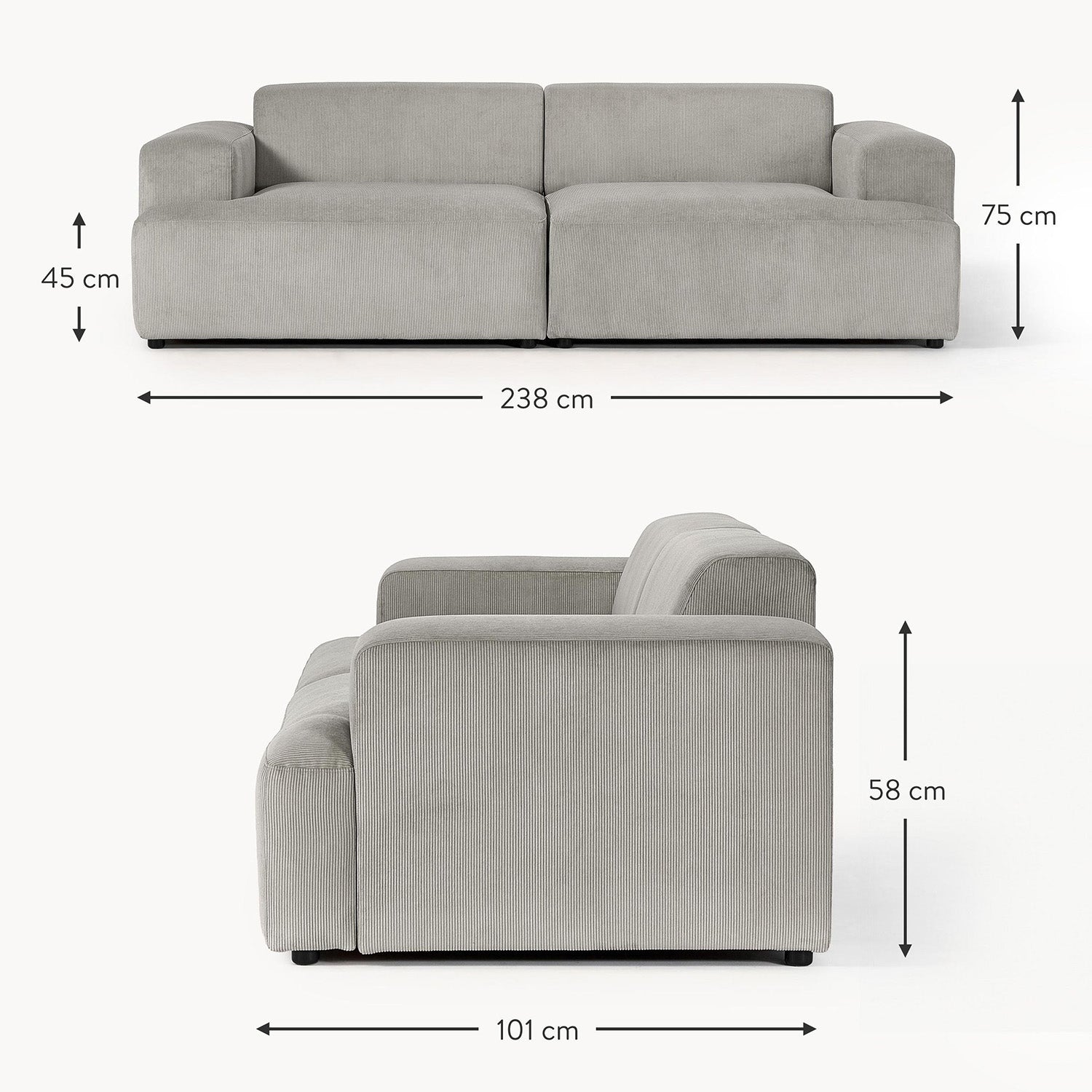 Elba 2 Seater Sofa in Ash Gray