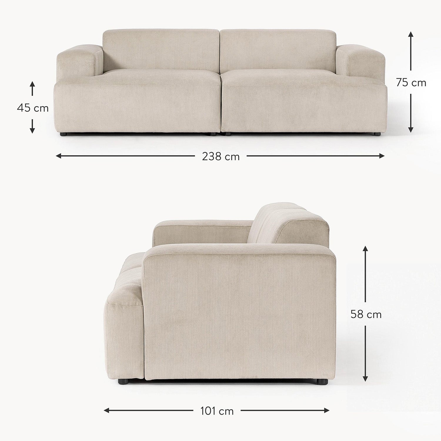 Elba 2 Seater Sofa in Cream