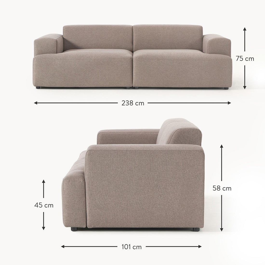 Elba 2 Seater Sofa in Dusty Mauve