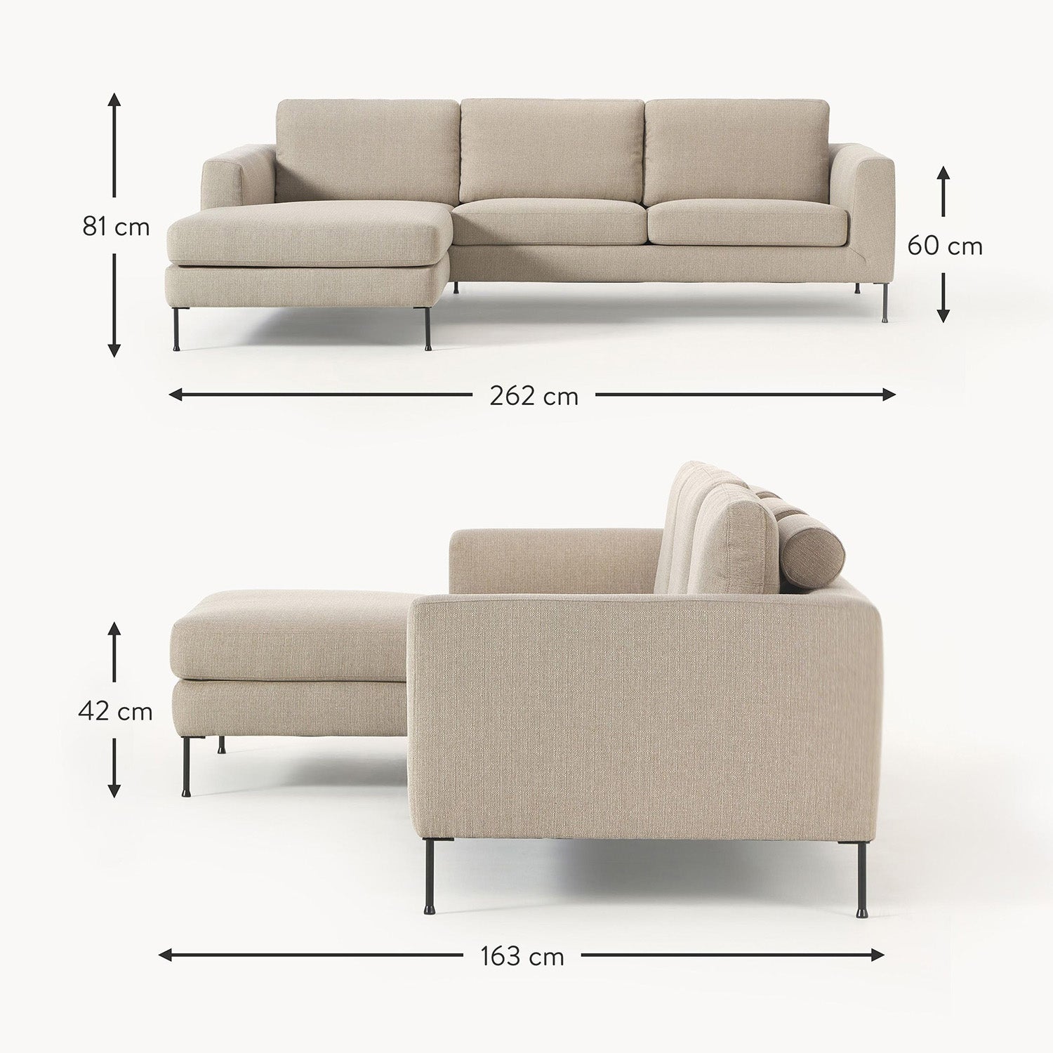 Garda L-Shape Sofa in Off White