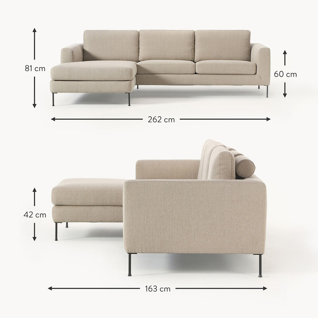 Garda L-Shape Sofa in Off White