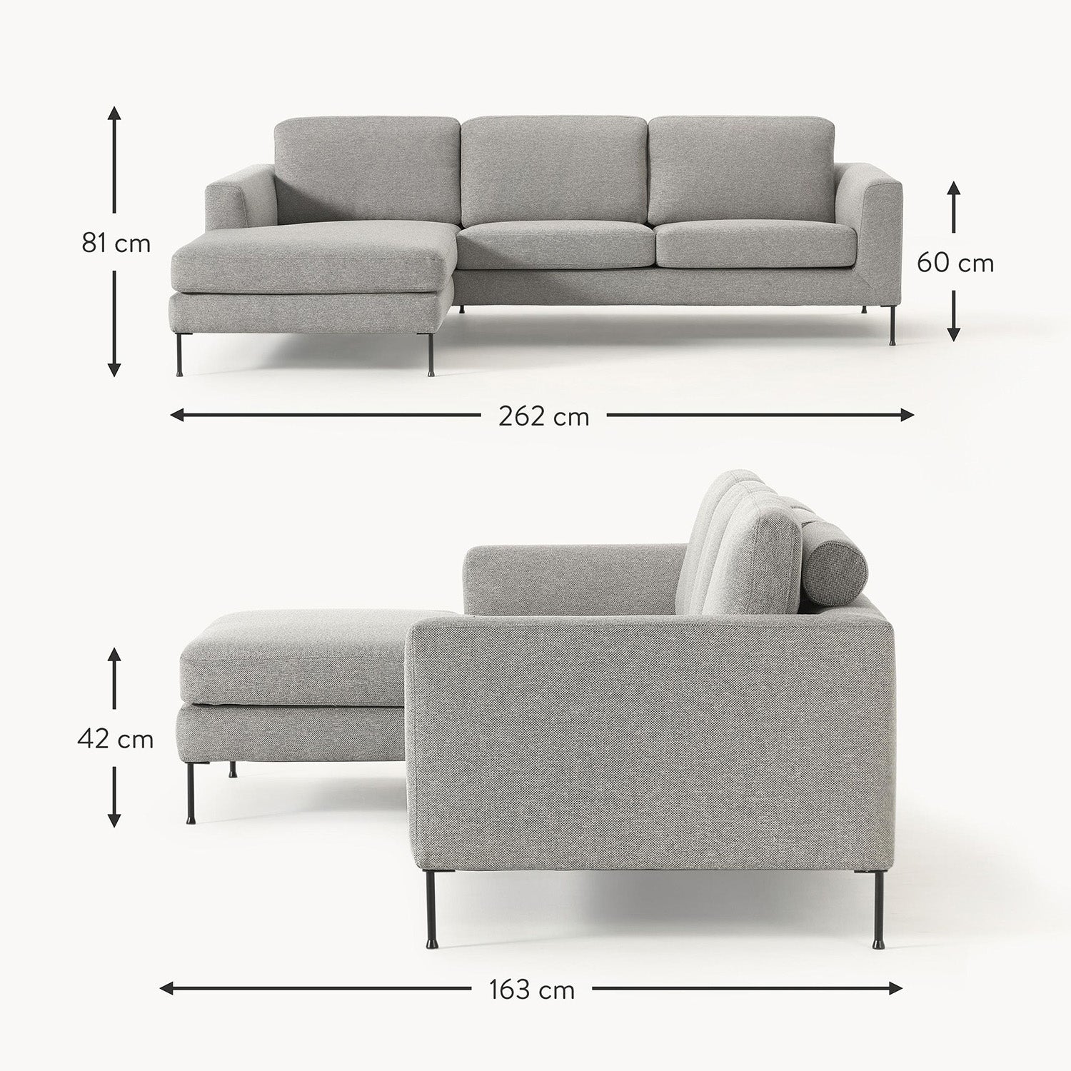 Garda L-Shape Sofa in Gray
