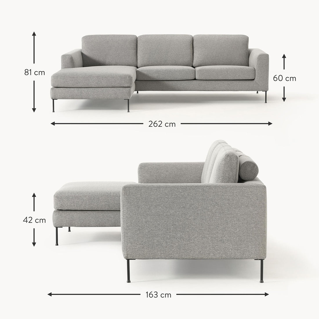 Garda L-Shape Sofa in Gray
