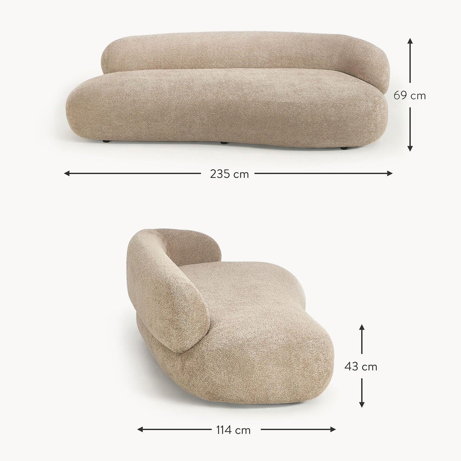 Stromboli Lounger Sofa in Rustic Beige