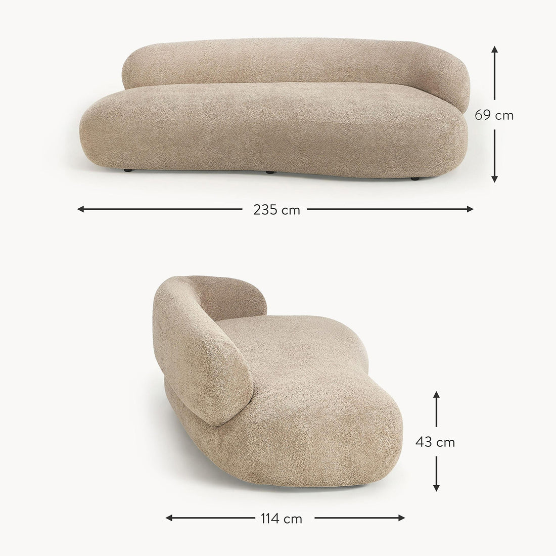 Stromboli Lounger Sofa in Rustic Beige