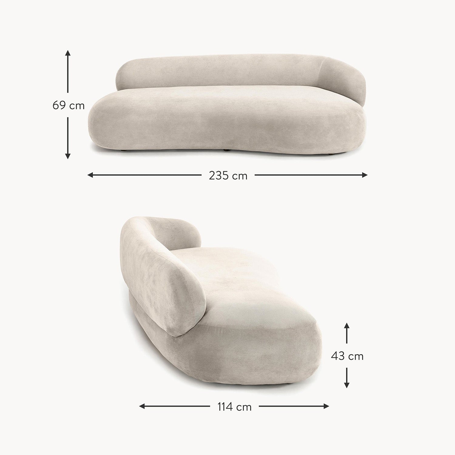 Stromboli Lounger Sofa in Off White
