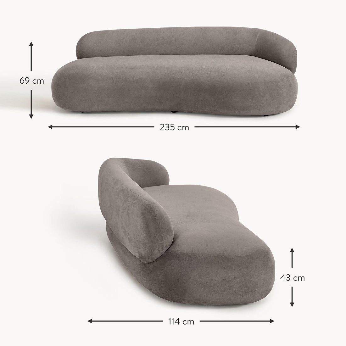 Stromboli Lounger Sofa in Gray