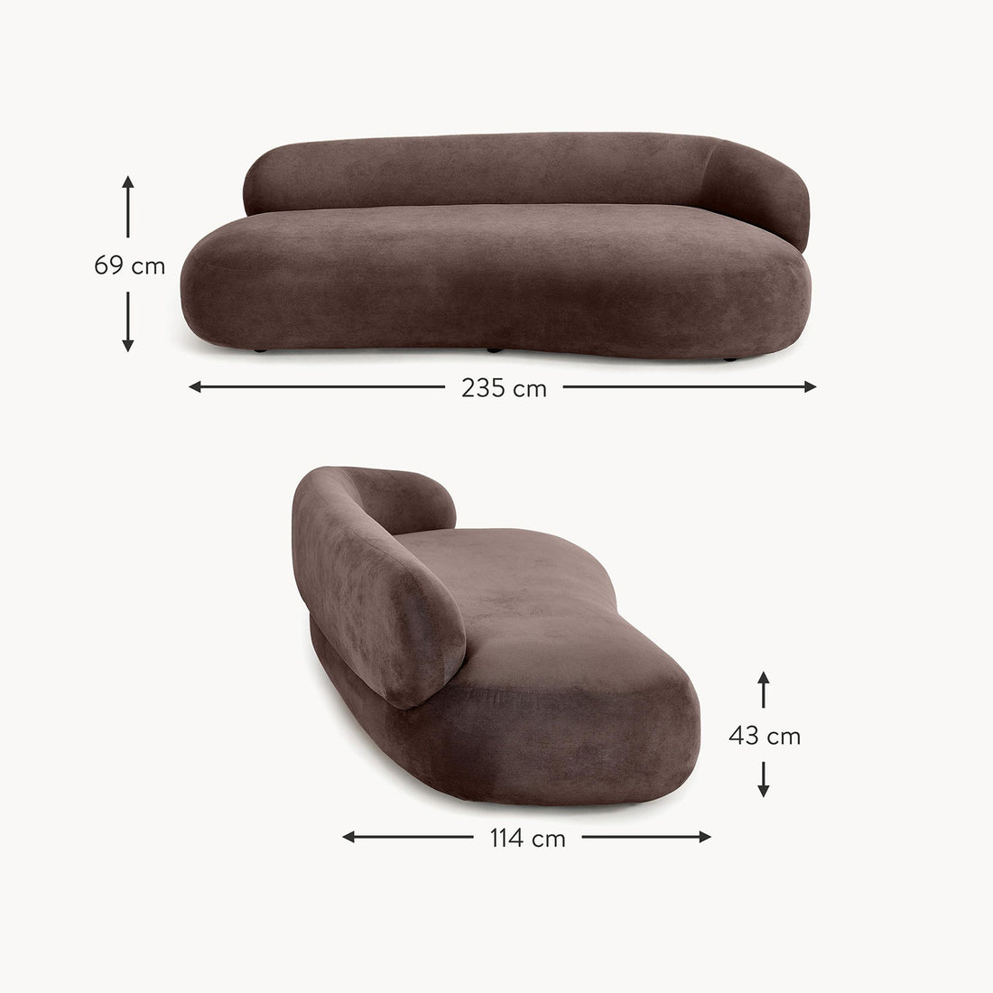 Stromboli Lounger Sofa in Reddish Brown