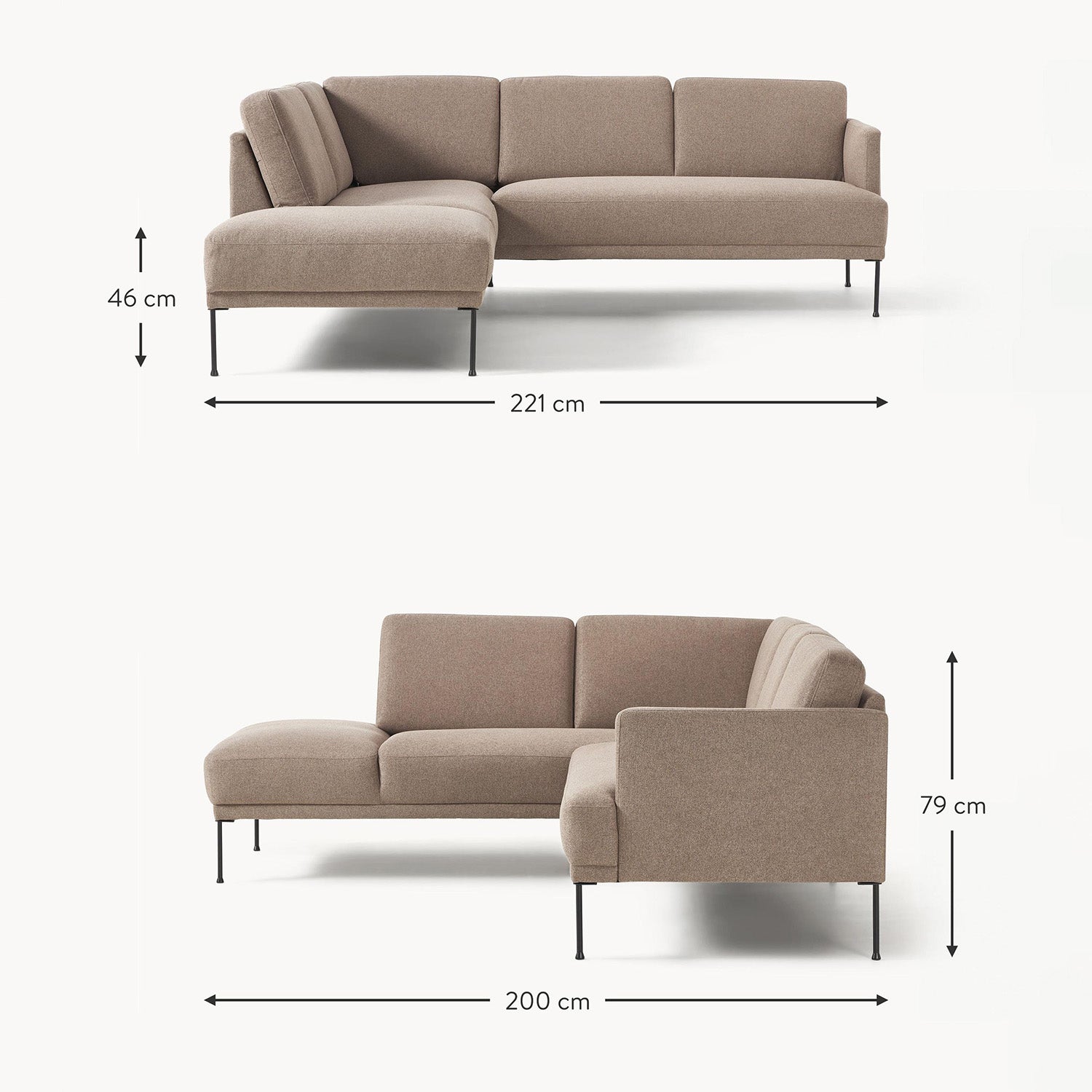 Catania L-Shape Sofa in Brownish Beige