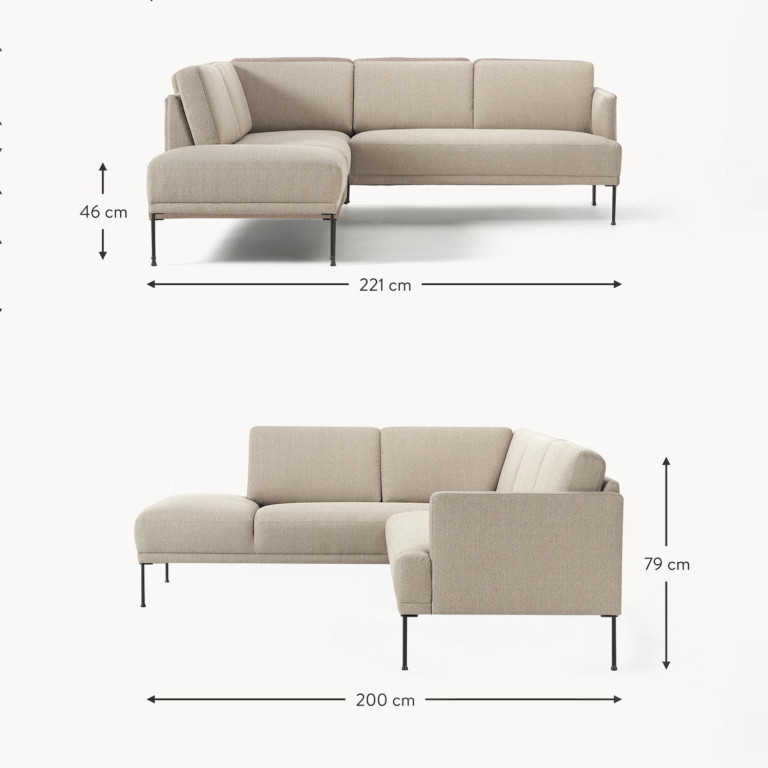 Catania L-Shape Sofa in Off White