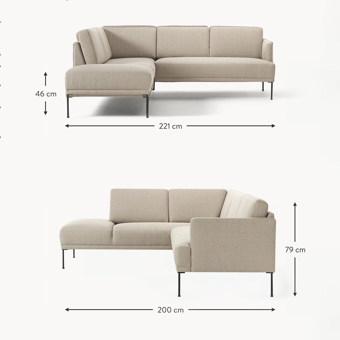 Catania L-Shape Sofa in Off White