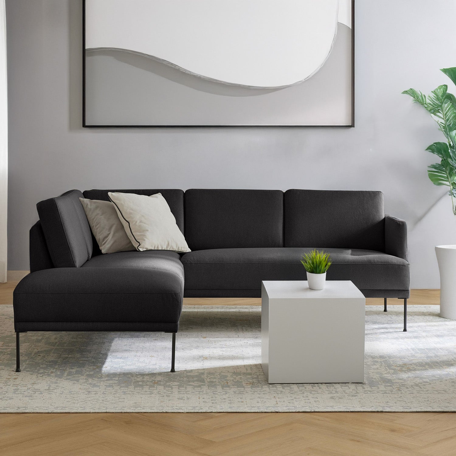 Catania L Shape Sofa - Black – BLCK Homes