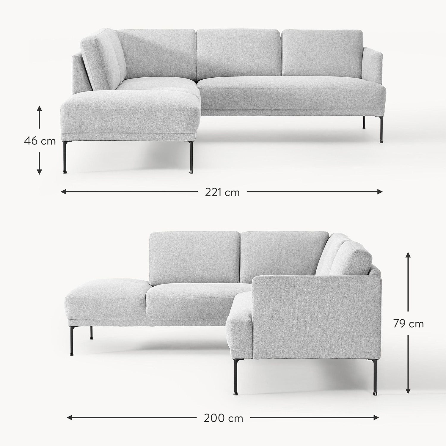 Catania L-Shape Sofa in Gray