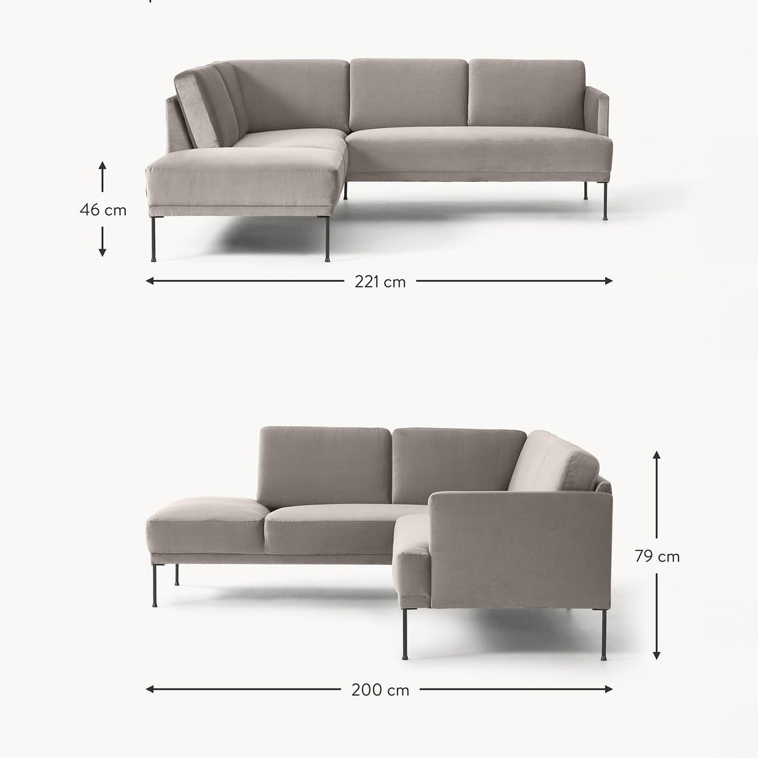 Catania L-Shape Sofa in Beige