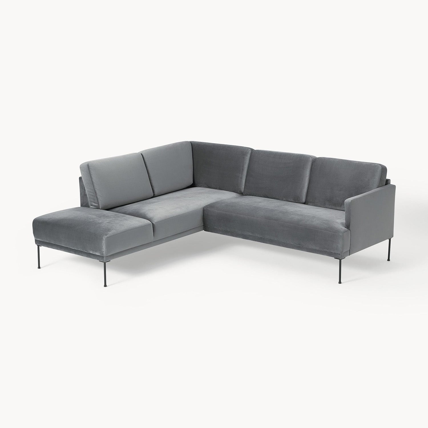 Catania L-Shape Sofa in Velvet Gray