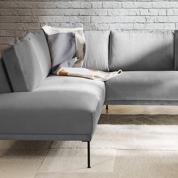 Catania L-Shape Sofa in Velvet Gray