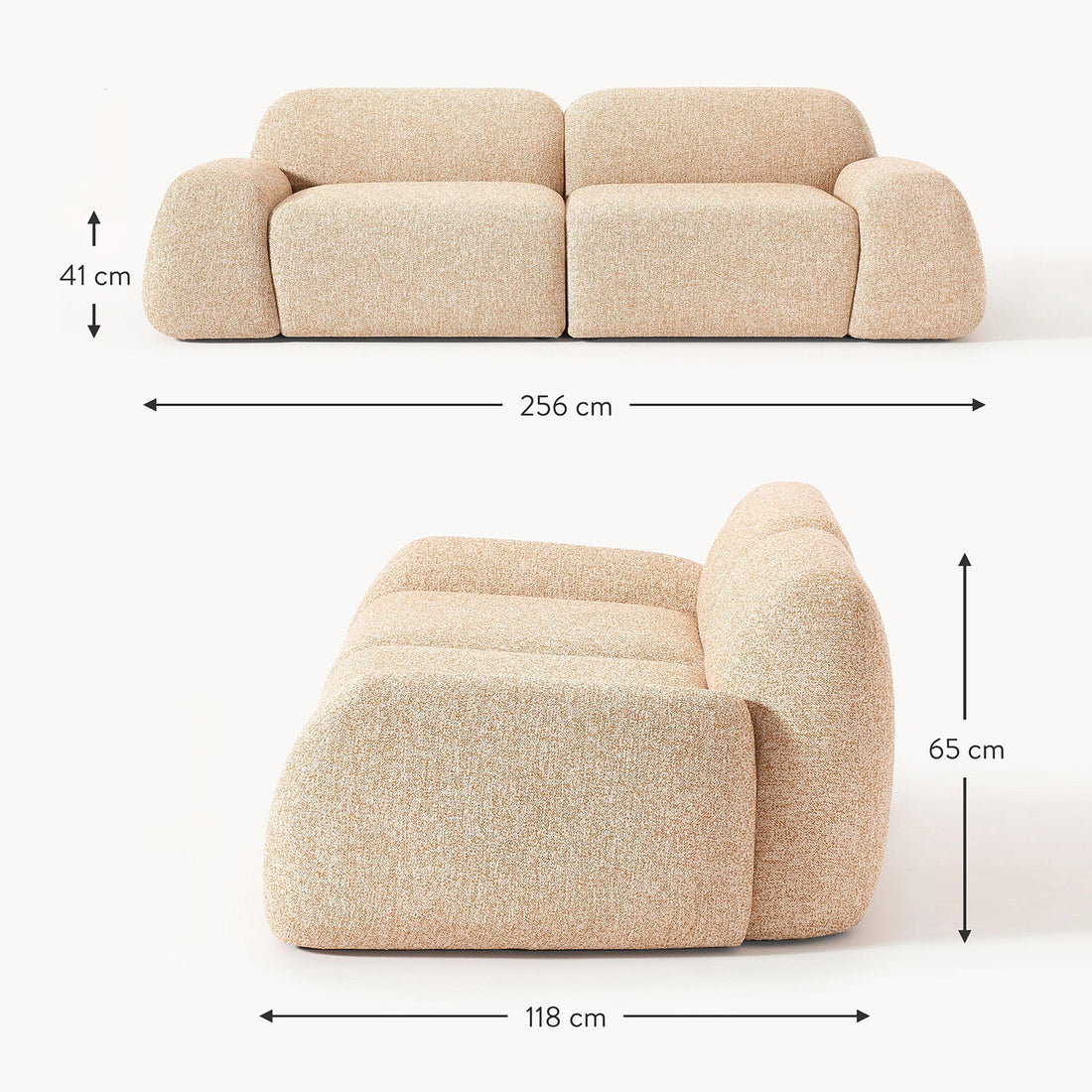 Armonia 2 Seater Sofa in Rustic Beige