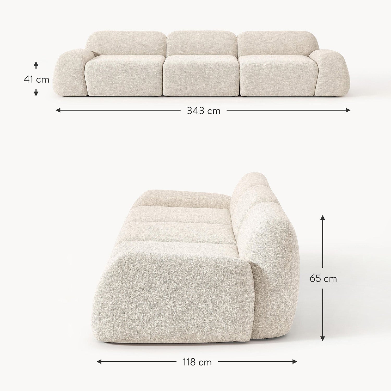 Grazia 3 Seater Sofa in Off White