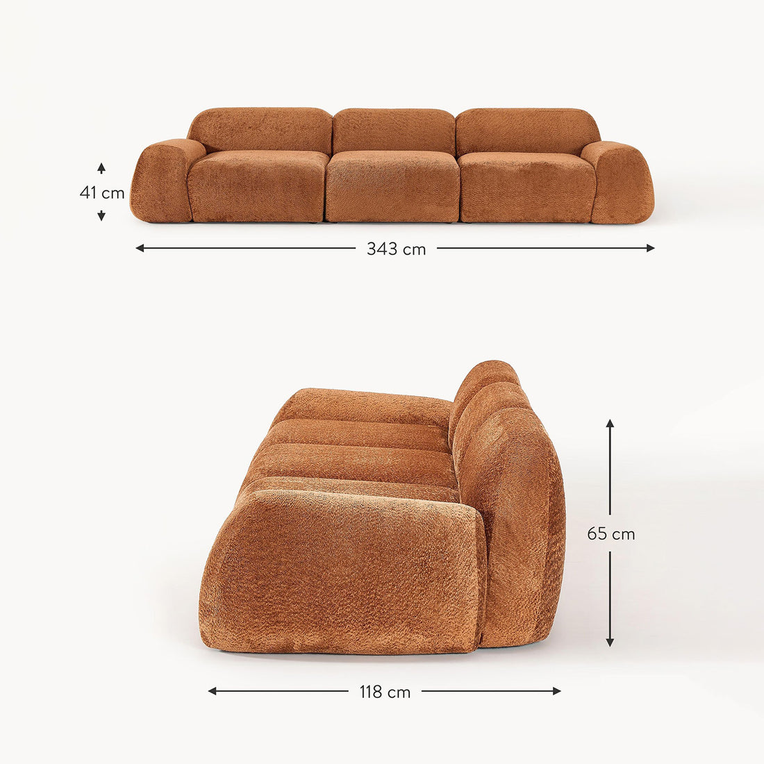 Grazia 3 Seater Sofa in Rustic Orange
