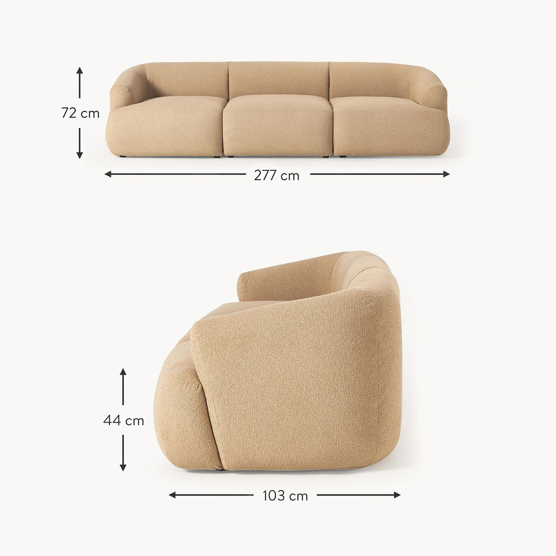 Ostia 3 Seater Sofa in Beige