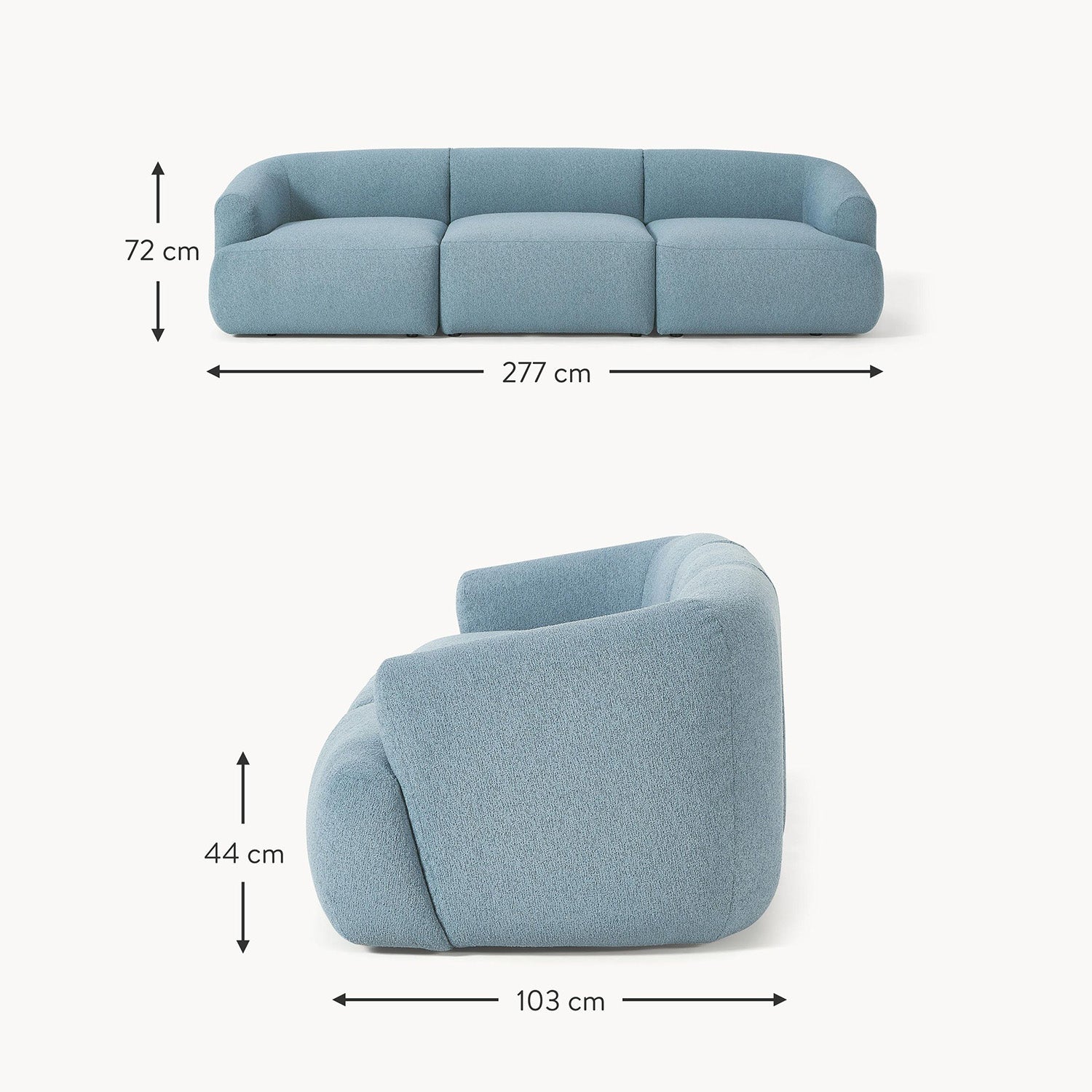 Ostia 3 Seater Sofa in Sky Blue