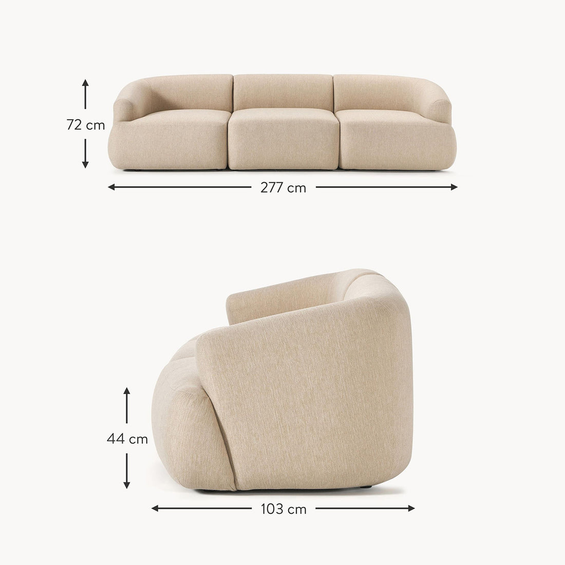 Ostia 3 Seater Sofa in Off White