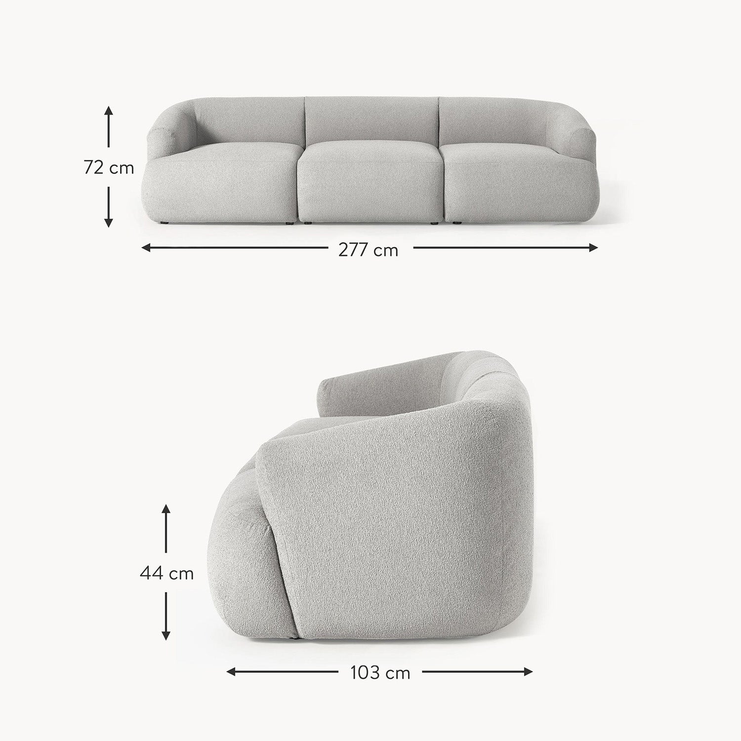 Ostia 3 Seater Sofa in Gray