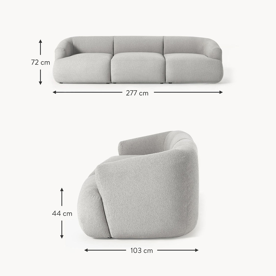 Ostia 3 Seater Sofa in Gray