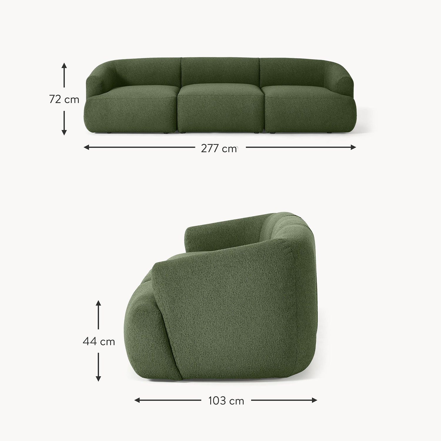 Ostia 3 Seater Sofa in Green