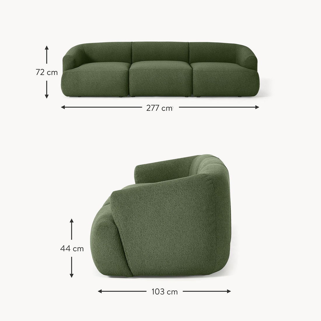 Ostia 3 Seater Sofa in Green