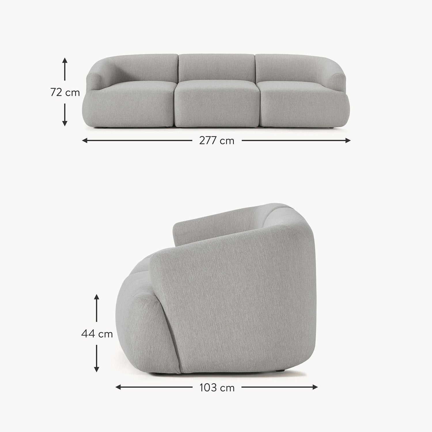 Ostia 3 Seater Sofa in Silver Gray