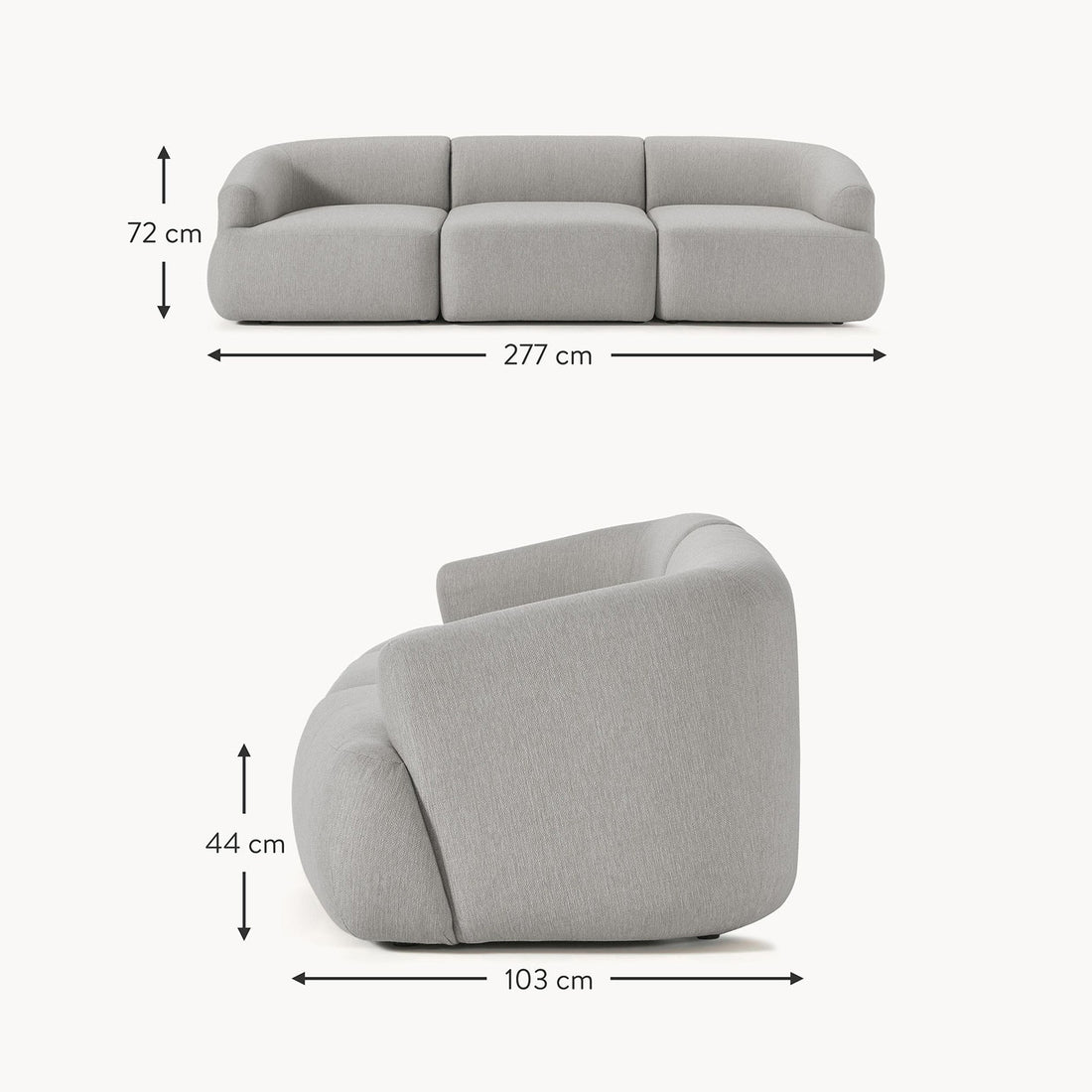 Ostia 3 Seater Sofa in Silver Gray