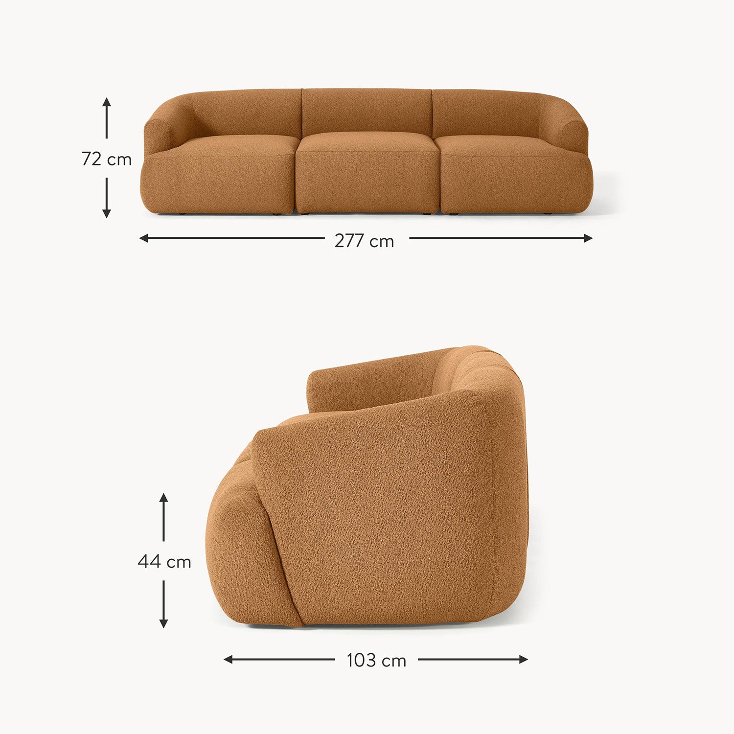 Ostia 3 Seater Sofa in Rustic Brown