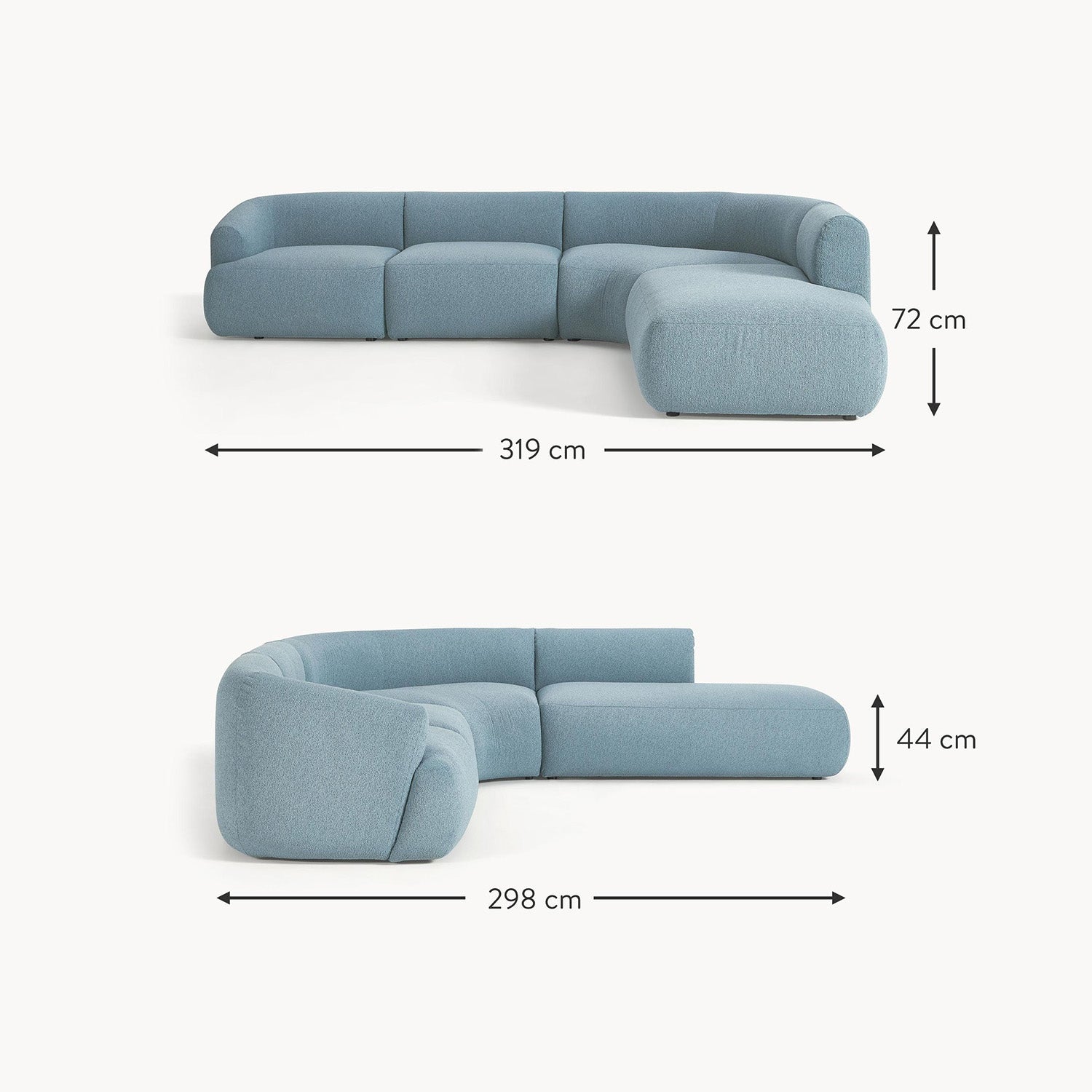 Caracalla L-Shape Sofa in Sky Blue