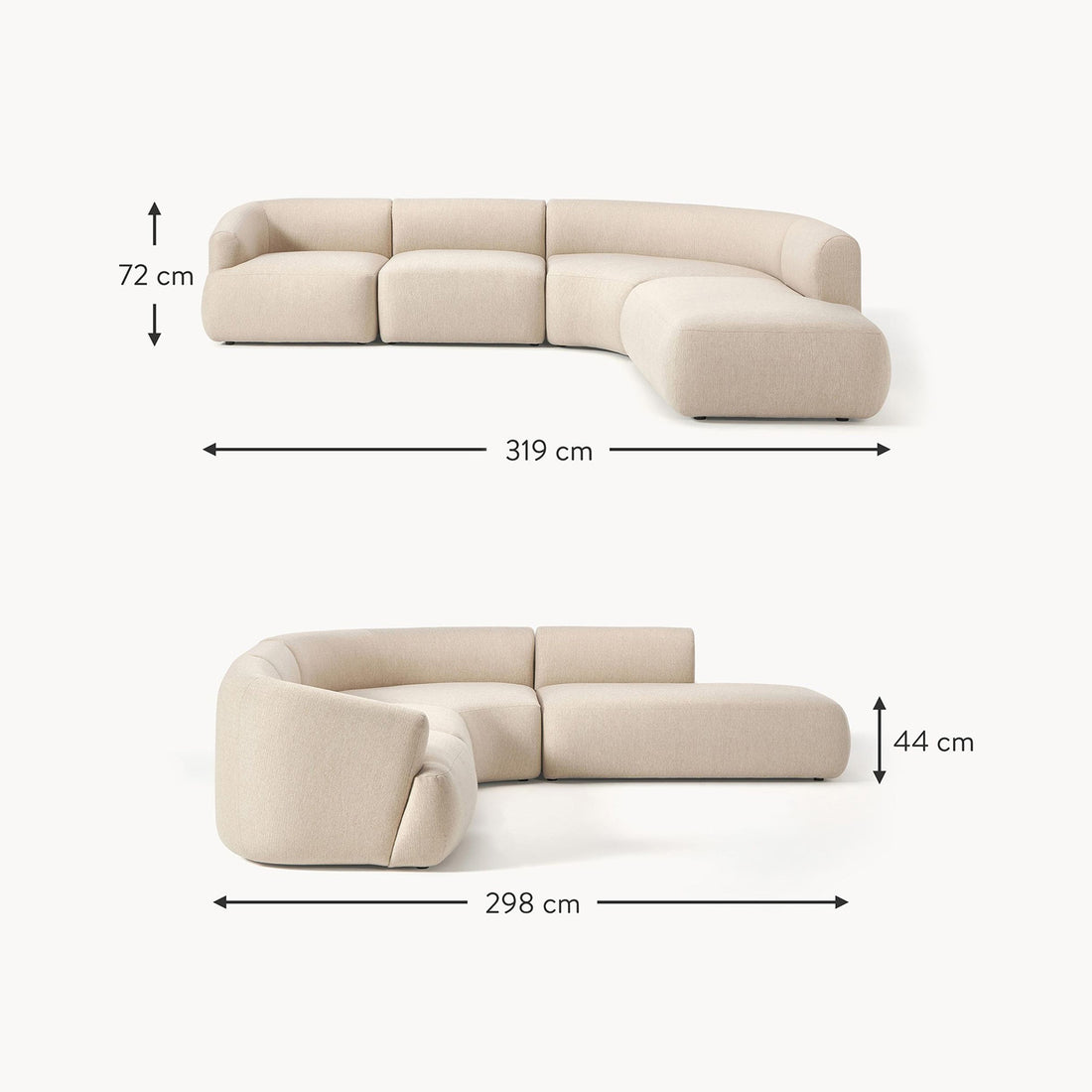 Caracalla L-Shape Sofa in Off White