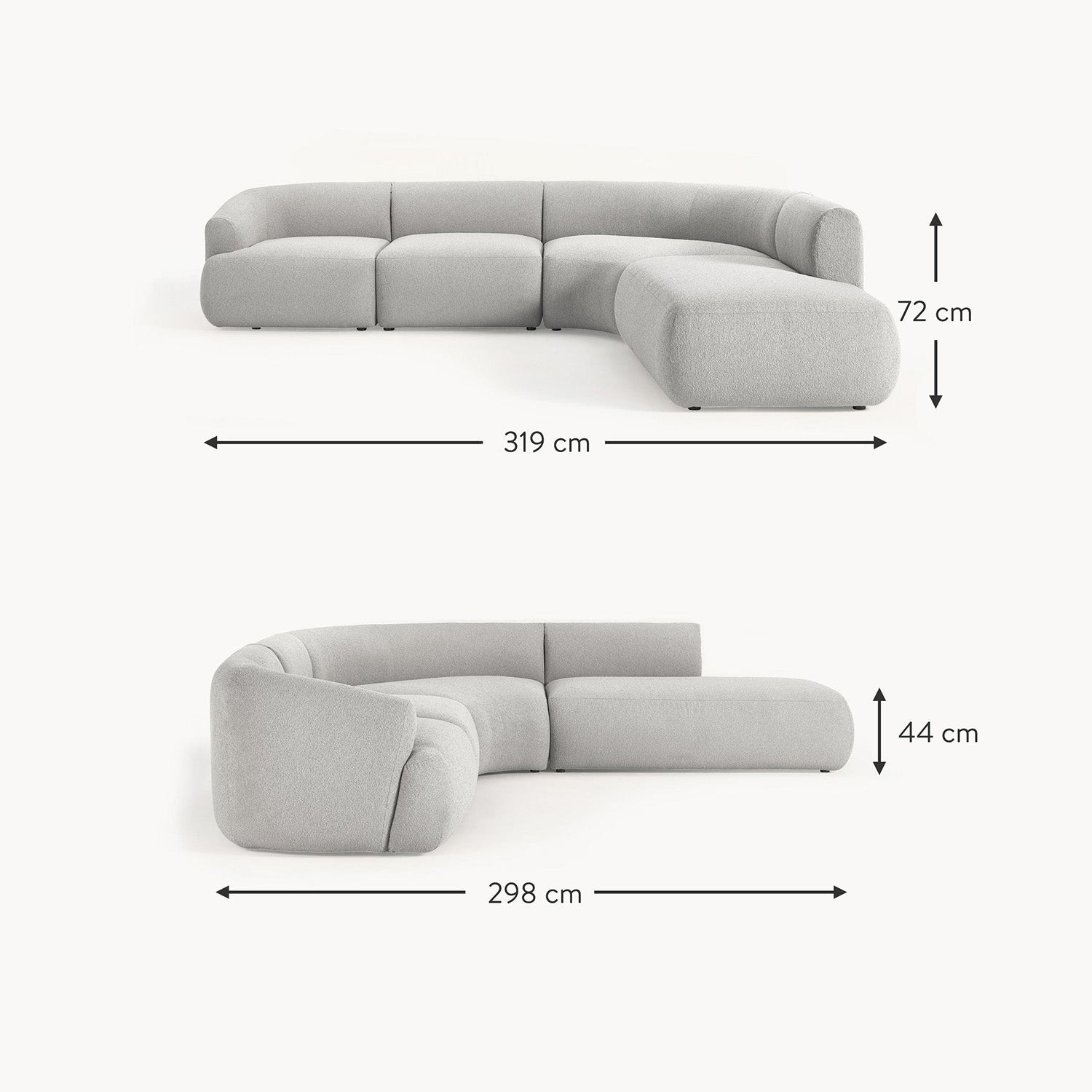 Caracalla L-Shape Sofa in Light Gray