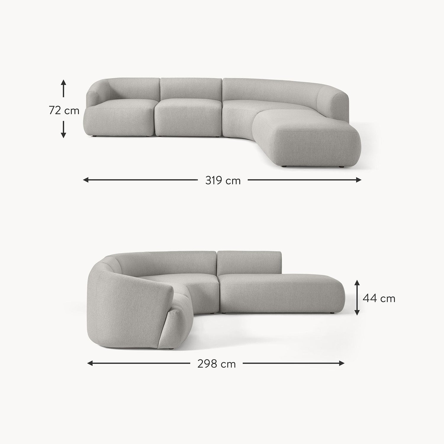 Caracalla L-Shape Sofa in Gray