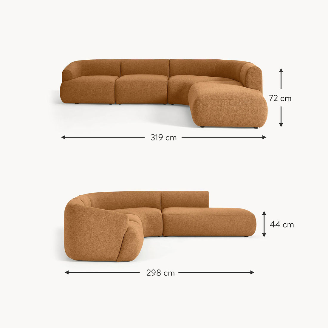 Caracalla L-Shape Sofa in Rustic Brown