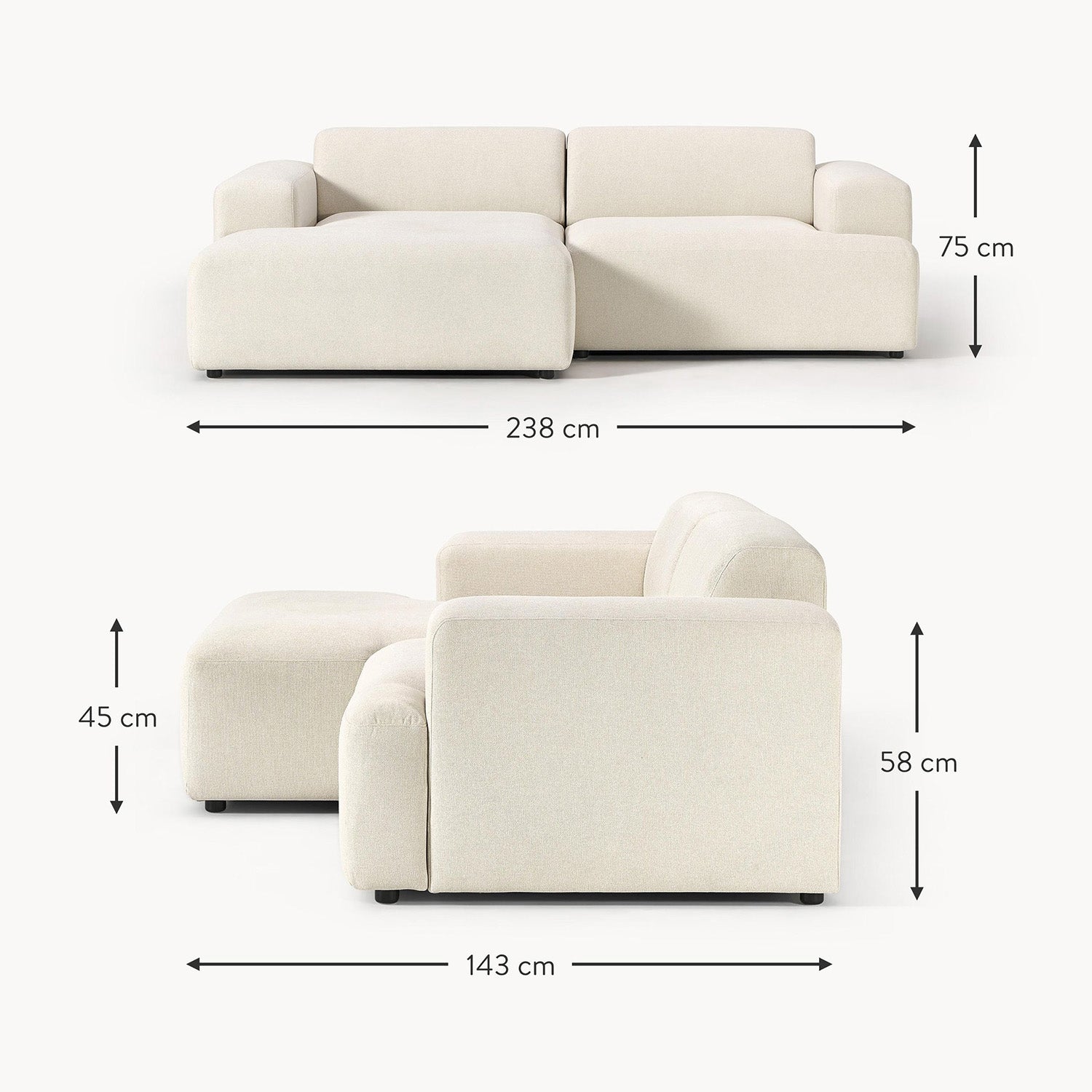 Tivoli L-Shape Sofa in White
