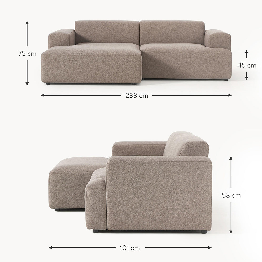 Tivoli L-Shape Sofa in Light Taupe