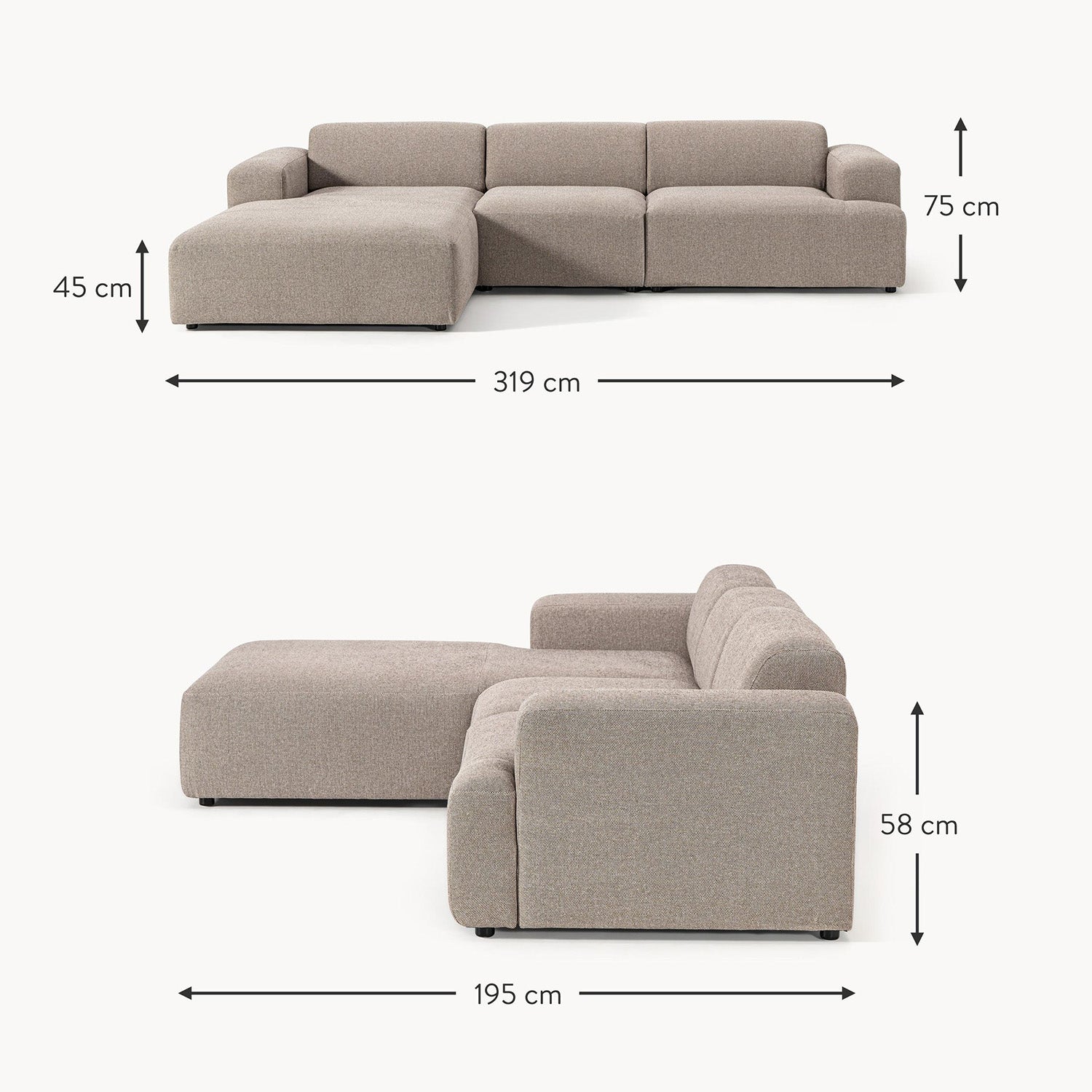 Posada L-Shape Sofa in Taupe
