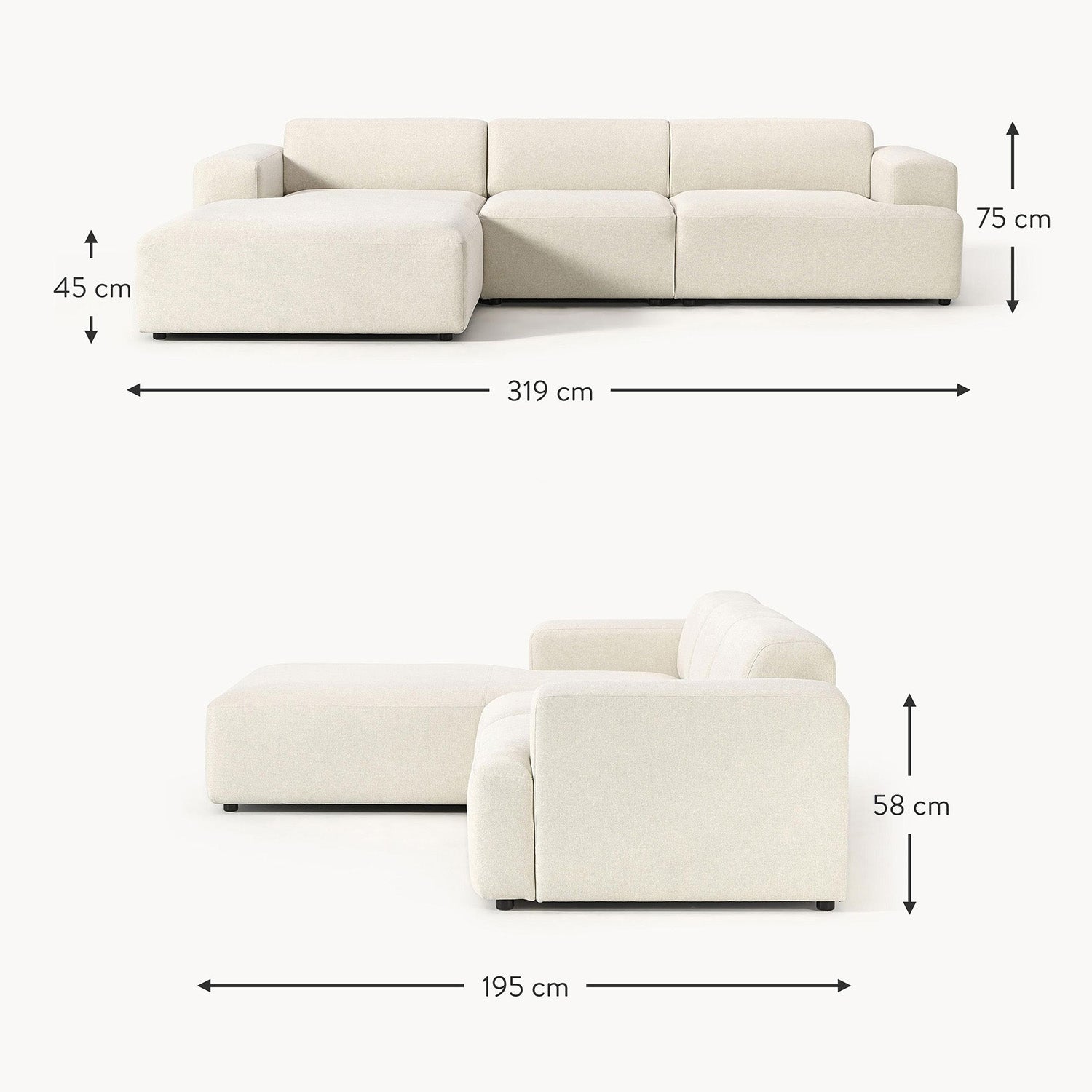 Posada L-Shape Sofa in White