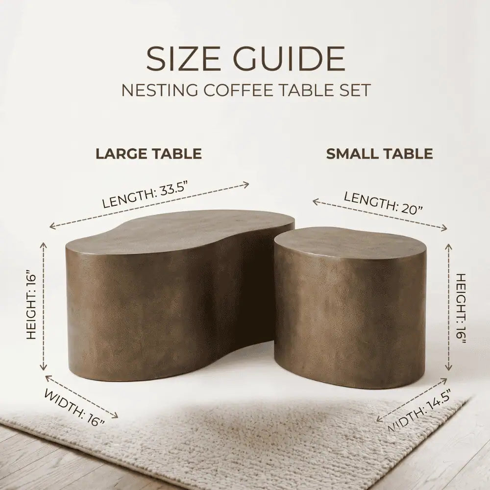Drop Shaped Nesting Tables Set of 2 in Dusty Green