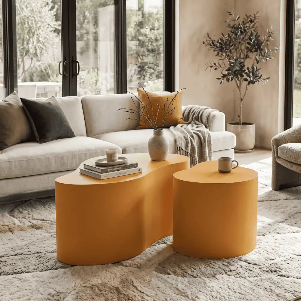 Drop Shaped Nesting Tables Set of 2 in Saffron
