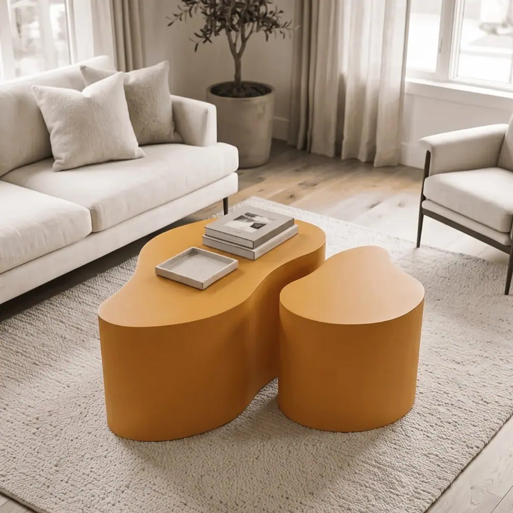 Drop Shaped Nesting Tables Set of 2 in Saffron
