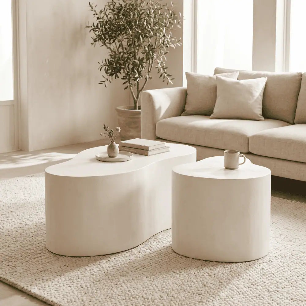 Drop Shaped Nesting Tables Set of 2 in White