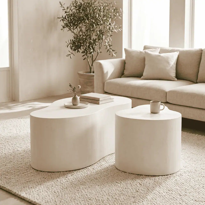 Drop Shaped Nesting Tables Set of 2 in White