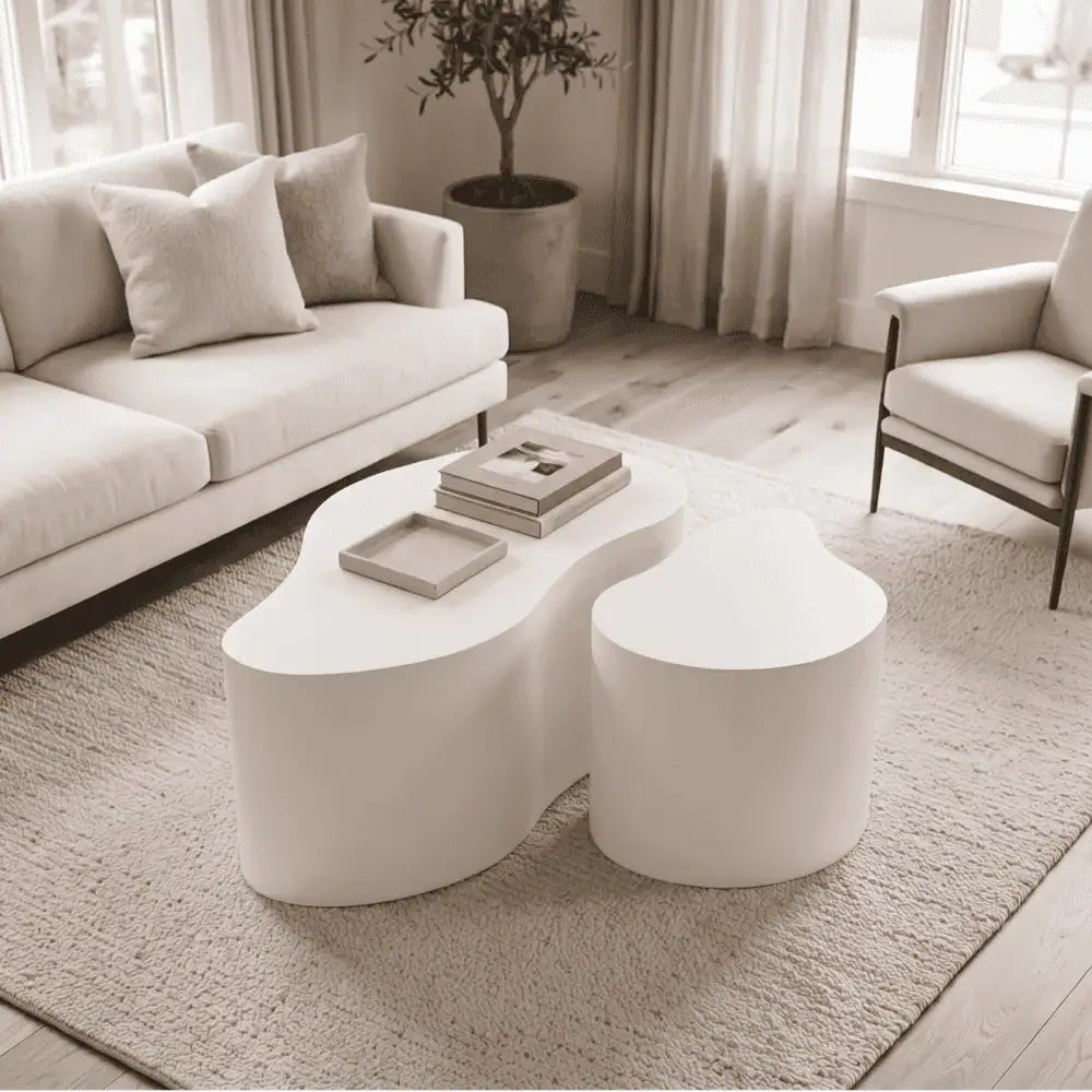 Drop Shaped Nesting Tables Set of 2 in White
