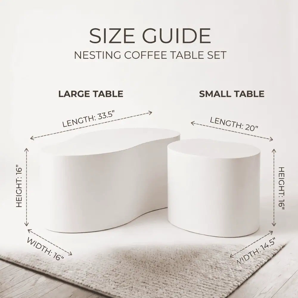 Drop Shaped Nesting Tables Set of 2 in White